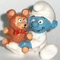 Schlümpfe Schleich 1984 - Baby mit Teddy